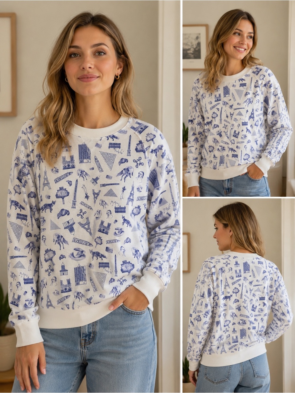 MAISON KITSUNÉ Map Print Paris Sights Sweatshirt Sweater (XXL)